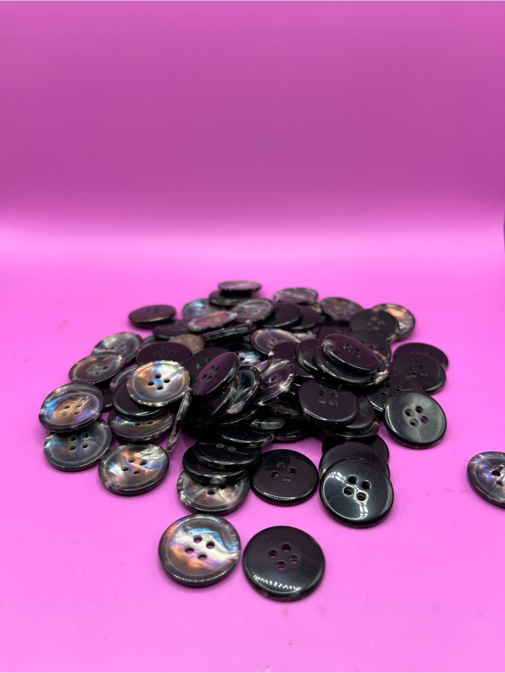 Vintage Lot of Black Iridescent Button Pack - Versatile Sewing Accessories